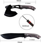 WORKPRO Axe and Fixed Blade Knife Combo Set, Full Tang, Wood Handle, for Outdoor Camping Survival Hunting, Sheath Included