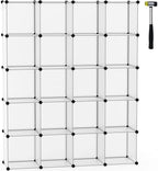 C&AHOME Cube Storage Organizer, 20-Cube Shelves Units, Closet Cabinet, DIY Plastic Modular Book Shelf, Ideal for Bedroom, Living Room, Office, 48.4" L x 12.4" W x 60.6" H Transparent White UPCS20W