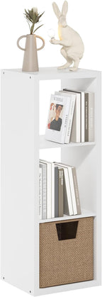 Furinno Cubicle Open Back Decorative Cube Storage Organizer, 3-Cube, White