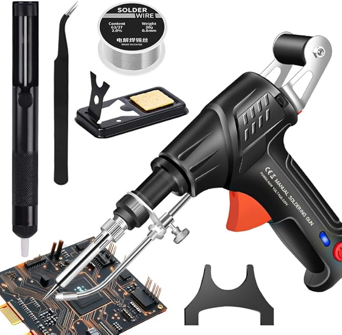 Soldering Iron Kit, 60W Soldering Gun Automatic Hand-held Solder Gun Iron Kit Welding Tool, 110V Automatic Welding Gun, for Electronic Repair, Home appliance repair, DIY