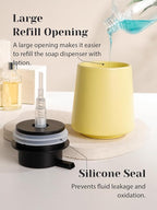 INGOFIN Ceramic Soap Dispenser, 14 oz Bathroom Hand Soap Dispenser, Liquid Dispenser with Pump, Refillable Modern Lotion Dish Dispenser for Kitchen, Matte Yellow