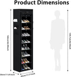 Calmootey 9 Tier Shoe Rack Organizer,Portable Shoe Shelf with Nonwoven Fabric Cover for Closet Hallway,Bedroom,Entryway,17.72x11.81x62.99inches,Black