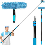 MAVRIZ 5-12 FT Window Washing Kit with Extension Pole, High Reach Window Cleaner Tool 2 in 1 Window Squeegee with Telescopic Pole for Indoor & Outdoor