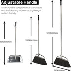 Indoor Broom and Dustpan Comb Set,Heavy Duty Stainless Steel Metal Dust Pan with Long Handle Sweeping Soft Bristles Broom for Floor Home Lobby Office