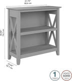 Bush Furniture Key West Small 2 Shelf Bookcase in Cape Cod Gray, Compact Home Organizer, Vertical Storage Solution, Bookshelf for Office or Living Room