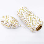 Leecogo Cotton Twine Gold and White Baker String 2mm Thick 328 Feet Christmas Twine for Gift Wrapping DIY Crafts Home Party Decoration Gardening