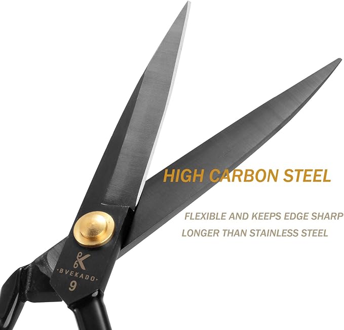 Sewing Scissors, 9 Inch Fabric Dressmaking Scissors Upholstery Office Shears for Tailors Dressmakers, Best for Cutting Fabric Leather Paper Raw Materials Heavy Duty High Carbon Steel(Right-Handed)