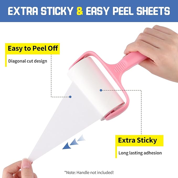 Extra Sticky Lint Roller Refills 10 Pack (1200 Sheets) fit 3.8"-4" Standard Size Lint Roller Sticker with Inner Diameter at 1.5" for Pet Hair, Clothes, Furniture, Cars, No Handle Included
