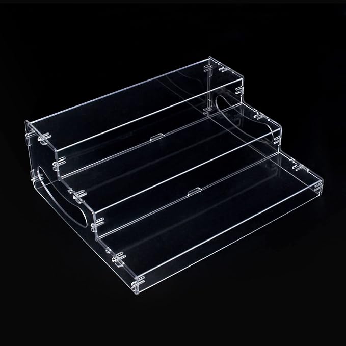 evron Pantry Organization and Storage Clear Plastics Spice Rack Organizer for Cabinet & Countertop (ASSEMBLY REQUIRED) 3 Tier Organizer Versatile Tierd Shelf Organizer 10.5"