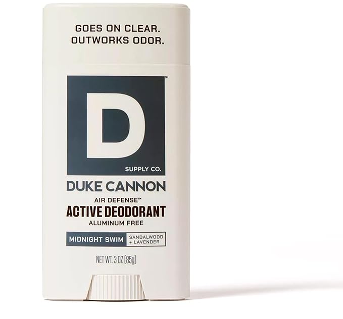 Duke Cannon Midnight Swim Aluminum-Free Deodorant for Men - Air Defense, Sandalwood + Lavender Scent, 3 oz – Long-Lasting, Clear Glide, Skin-Soothing Formula