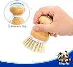 Bamboo Dish Brush,Bamboo Scrub Brush for Bishes Pots Pans Kitchen Sink Cleaning,3 Packs