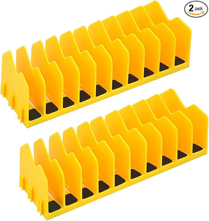 2 Pack Pliers Organizer Storage Rack, Plier Organizer for Toolbox Pliers Wrench Screwdriver, 20 Slots Tool Boxes Drawer Storage for Cutters Tools with Non-Slip Rubber Base,Yellow