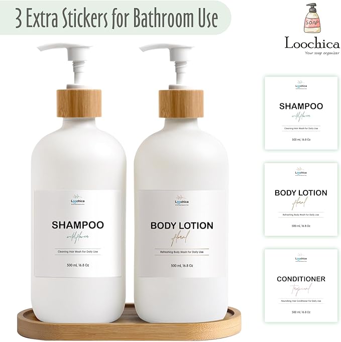 Glass Soap Dispenser Set with Tray, Contains Glass Hand Soap Dispenser and Glass Dish Soap Dispenser. Matte White soap Dispenser Suitable for The Kitchen Soap Dispenser, Rustic Kitchen Decor