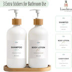 Glass Soap Dispenser Set with Tray, Contains Glass Hand Soap Dispenser and Glass Dish Soap Dispenser. Matte White soap Dispenser Suitable for The Kitchen Soap Dispenser, Rustic Kitchen Decor