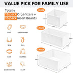 Criusia Closet Drawer Organizer Clothes, 15 Pack White Dresser Organizer for Baby Clothes, Fabric Drawer Dividers for Nursery Bedroom