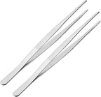 uxcell 2 Pcs 12-Inch Stainless Steel Straight Blunt Tweezers with Serrated Tip Daily Garden Tool