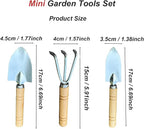 3 Pcs Mini Garden Tools Set Small Tiny Shovel Trowel and Hand Rake with Solid Wood Handle Indoor Gardening Tools for Pot Plants Succulent Bonsai