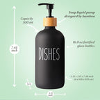Black Glass Kitchen Soap Dispenser, Detergent Dispenser or Dish Soap Dispenser for Kitchen Sink, Black Soap Dispenser, Modern Farmhouse Decor Dish Soap Pump for Kitchen Organization