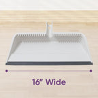 Superio 4-Pack Wide Plastic Dustpan with Comb - 16" Wide, Rubber Lip, Broom Handle Clip, White