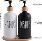 MOMEEMO Soap Dispenser Set, Contains Hand and Dish Soap Dispenser, Suitable for Kitchen Decor. (Black & White)