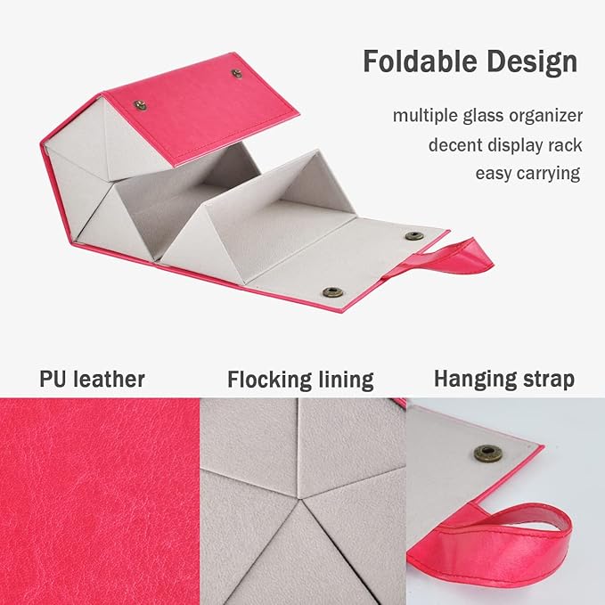 Kenpal Sunglasses Storage Organizer Holder Foldable Travel Case with 5 Slot Compartments for Multiple Glasses