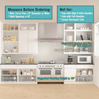 EVERIE Adjustable Bakeware Organizer Pot Lid Holder Rack for Pots, Cake Molds, Cutting Boards, Mats, Cookware, GS02SS, 7.7'' Deep by 12.6'' to 21.5'' Wide