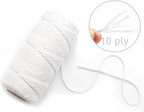 Anvin 984 Feet Cotton Twine Natural Jute Packing String - White for Bakers, Wrapping, Butchers, Baking, Arts and Crafts, Gardening (Pack of 3, 10 Ply 2mm Thick)