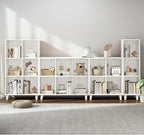 IOTXY Open Cube Low Bookcase - 3-Tier Freestanding Storage Display Cabinet Organizer with Legs for Home Office, 6-Cubes Open Shelf Short Bookshelf, White