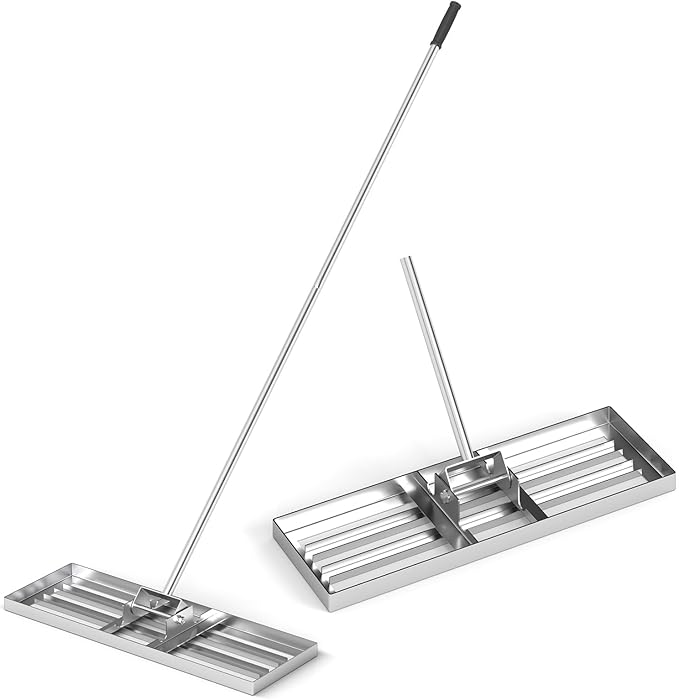 Goplus Lawn Leveling Rake, 30" x 10" Heavy Duty Level Lawn Tool w/ Ergonomic Handle for Soil, Effort-Saving Landscape Rake for Garden, Backyard, Golf Course, Farm, Pasture, Silver