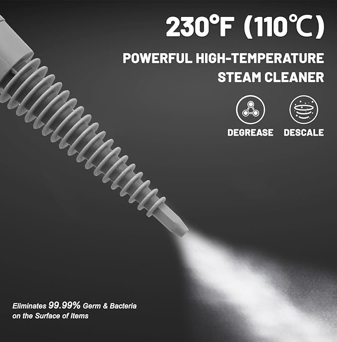 Handheld Steam Cleaner, Pressurized Multi-Surface Steam Shot with 13 Accessories, Safety Lock, Steamer for Cleaning Floor, Upholstery, Grout, Windows, Couch and Car, Green