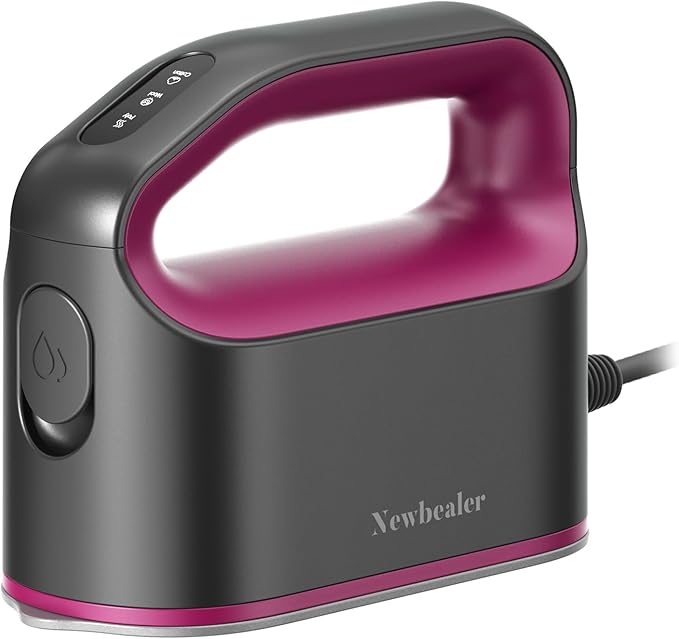 Newbealer Smart Steam Iron for Clothes - 1200W Professional-Grade Turbocharged 3 Steam & 3 Dry Heat Modes, 45s Heat-Up, 6oz Tank, Auto-Off, Nonstick Ceramic Soleplate for Home, RV & Hotel (Ash Pink)