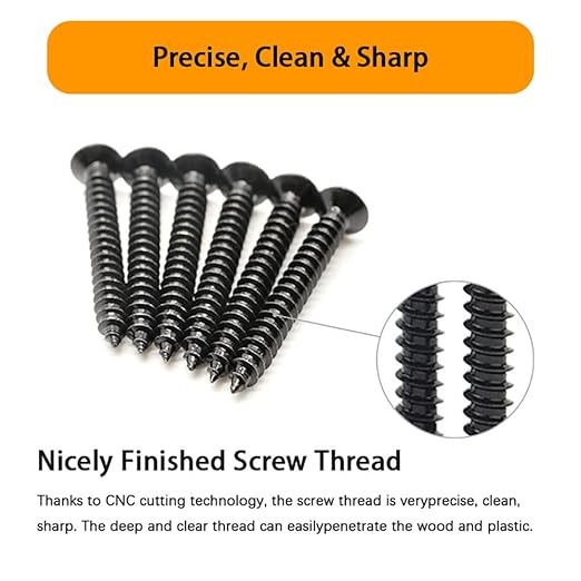 450 pcs M3 M4 M5 M6 Black Wood Screws Assortment Kit,High Hardness Carbon Steel Self-Tapping Screws,Phillips Drive Flat Head Screws Set Kit,Black Oxide,Full Thread,Countersunk Head