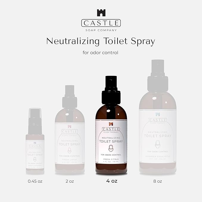 Castle Flush Therapy Neutralizing Toilet Spray | Odor Control: Mist Over the Water Surface, Go, Then Flush | Bathroom Freshening | Neutralizes Odors at the Source | Lavender and Eucalyptus | 4 oz