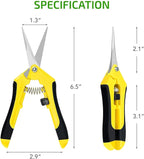 iPower 6.5 Inch Gardening Scissors Hand Pruner Pruning Shear for Gardening and Trimming, Heavy-Duty, Ultra Sharp Stainless Steel, Yellow, 3-Pack