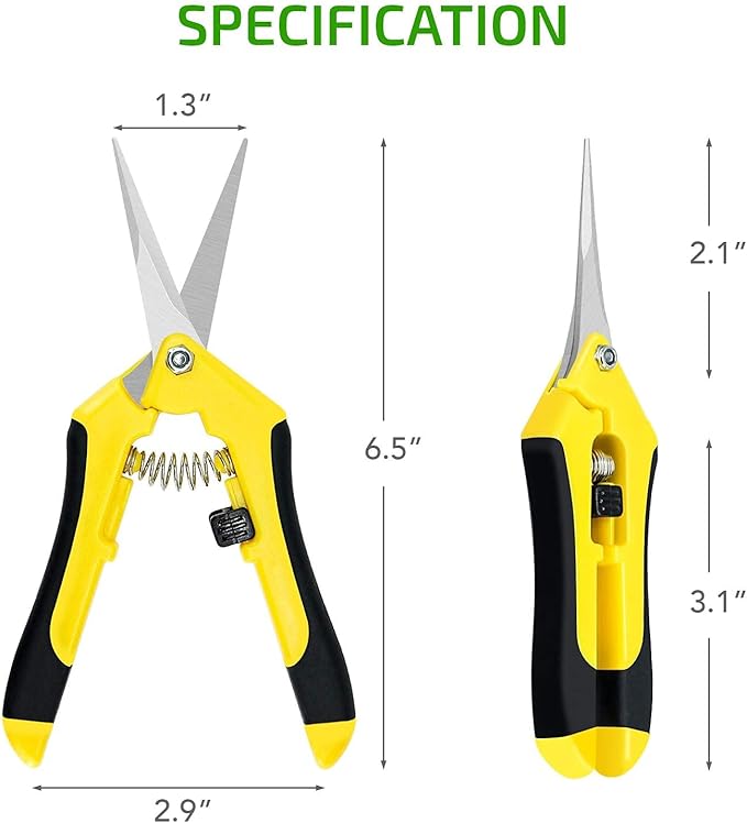 iPower 6.5 Inch Gardening Scissors Hand Pruner Pruning Shear for Gardening and Trimming, Heavy-Duty, Ultra Sharp Stainless Steel, Yellow, 3-Pack