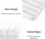 Soap Dish, Marble Soap Holder for Shower, Bar Soap Holder with Water Ripple Design, Easy Cleaning Soap Saver for Kitchen Sink，Bathroom, Executive African Natural Stone Soap Tray(Namib Bianco)