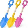 Kids Sand Shovels 16" Long Kids Beach Spade Durable Wood Handle ABS Plastic Spade Garden Tool Set for Kids Adults Garden Sand Snow Backyard Summer Beach Shoolbackyard Sandbox 3- Pink Blue Yellow