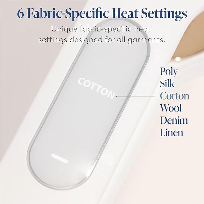 Nori Press Travel Steam Iron - Handheld Iron With Optional Steam Feature - No Ironing Board Required - Easy to Use w/ 6 Fabric Settings - Removes Wrinkles - User Manual Included -White