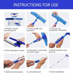 LOMIDA Professional Window Squeegee Kit - 62" Lightweight Aluminum Pole, 2 in 1 Rotatable Window Cleaning Tool Kit with Extension Pole Cleaning with Bendable Head for Car/Shower/High Windows