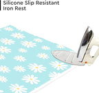 Encasa XO Ironing Mat/Pad (Large 48"x28") with 3mm Padding & Silicone Iron Rest for Steam Pressing on Tabletop or Bed - Heat Resistant, Portable, Quilting & Travel Blanket - Daisy Blue