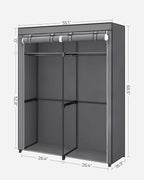 SONGMICS Closet Wardrobe, Portable Closet for Bedroom, Clothes Rail with Non-Woven Fabric Cover, Clothes Storage Organizer, 55.1 x 16.9 x 68.5 Inches, Gray URYG02GY