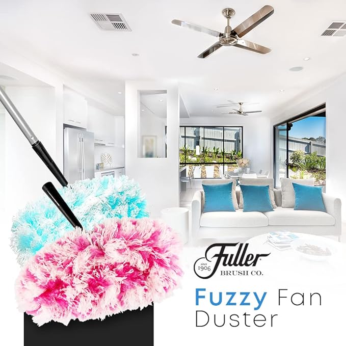 Fuller Brush Fuzzy Fan Duster – Dust & Clean Ceiling Fans, Walls, Woodwork – Polystatic & Microfiber Grabs & Holds Dust, Lint, Cobwebs & Dirt - Fan Duster Head Only (Pink)