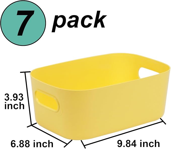 7PCS Drawer Organizer Bins, Small Plastic Storage Bins Storage Containers for Snack Makeup Kitchen Pantry Bathroom Cabinet Organization and Storage Bin Organizing Boxes