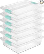 Sterilite 6-Pack Clip Box, Stackable Clear Plastic Bins with Latching Lids, Large - Writing, Arts or Crafts Supplies Storage Containers for Home, Office, Classroom and Workshop Organization