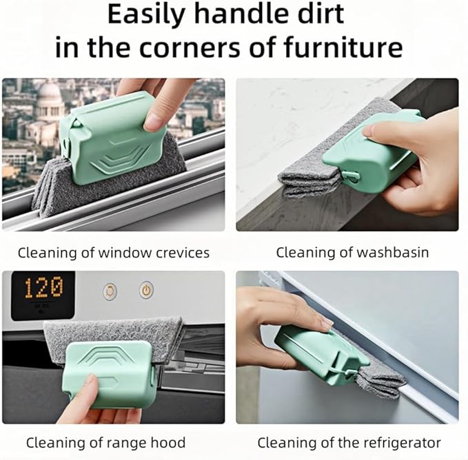 Magic Window Track Cleaner - 2024 New Groove Cleaning Brush Tools Set, Hand-held Cleaner Brushes for Tracks, Gaps, Tiles, Lines, Shutters, Car Vents (Green, 3PCS)