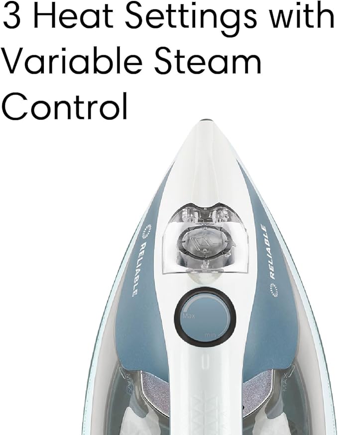 Reliable Velocity 180IR Patented Compact Vapor Generator Steam Iron with no leak or drip technology. Perfect for Clothes, Sewing, Quilting and Crafting, Ceramic Soleplate, Continuous Steam Ironing