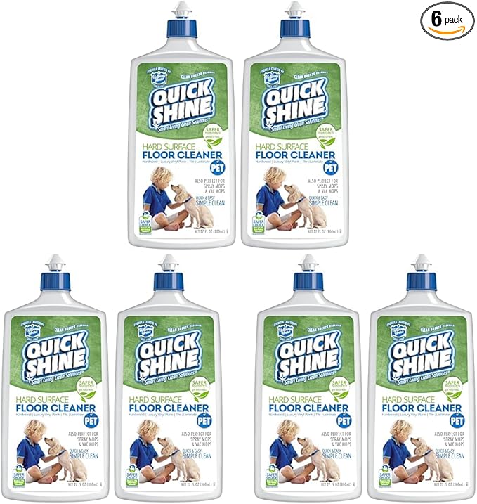 Quick Shine Plant Based Pet Floor Cleaner 27 oz, 2Pk | Ready to Use, Removes Dirt, Streak Free, No Rinse | Hardwood, Laminate, Luxury Vinyl Plank LVT, & Tile | Safer for Kids, Pets & Our Environment