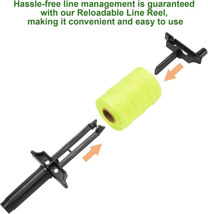 6 Roll Mason Line String Line - #18 Braided Nylon String - 500 Ft Length - Nylon with Reloadable Line Reel Twine for Gardening Or Masonry Tools - Perfect Construction String (Yellow)