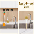 XYFuuee 5 Pack Dish Bottle Brush Set with 5-in-1 Cup Cleaning Brush, Dish Scrub Long Handle Brush with Scraper Tip, 3 Straw Cleaner Brushes, Washing Kitchen Sink Pot Pan Water Bottle Stove