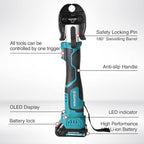 Mini Press Tool kit with 3 Jaws Suitable for PureFlow press fittings 1/2", 3/4", 1", Brushless Motor, 2pcs Battery, Fast Charger & Carrying Case